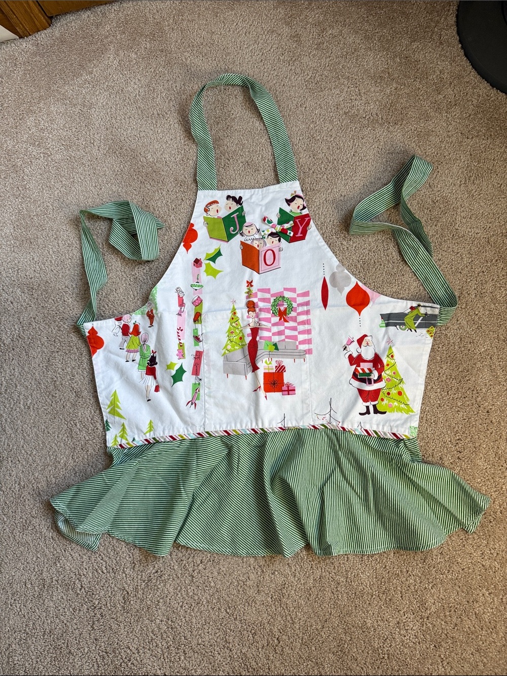 Mid-Century Retro Holiday Cotton Vintage Style Christmas Bib Apron